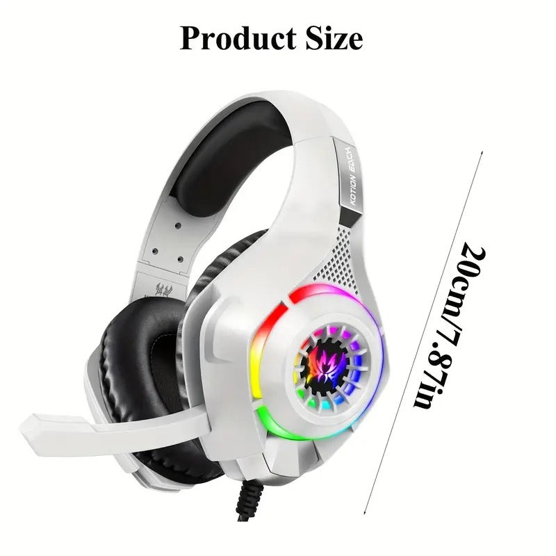 Auriculares gaming con micrófono y luz LED, conexión jack 3,5 mm
