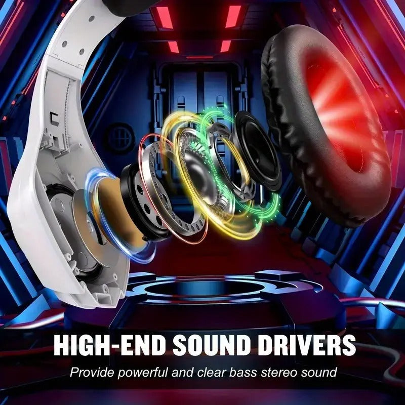 Auriculares gaming con micrófono y luz LED, conexión jack 3,5 mm